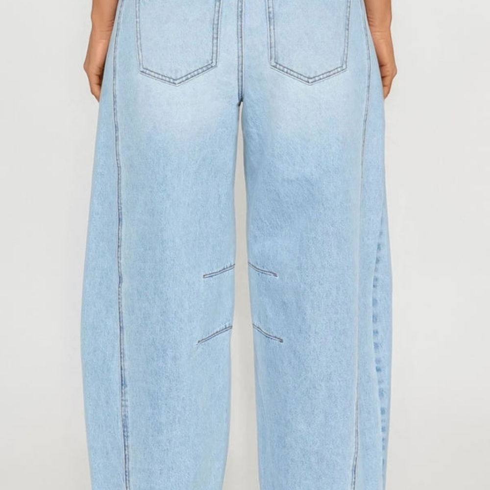 Fashion Nova Light Blue Barrel Leg Jeans - Picture 2 of 2